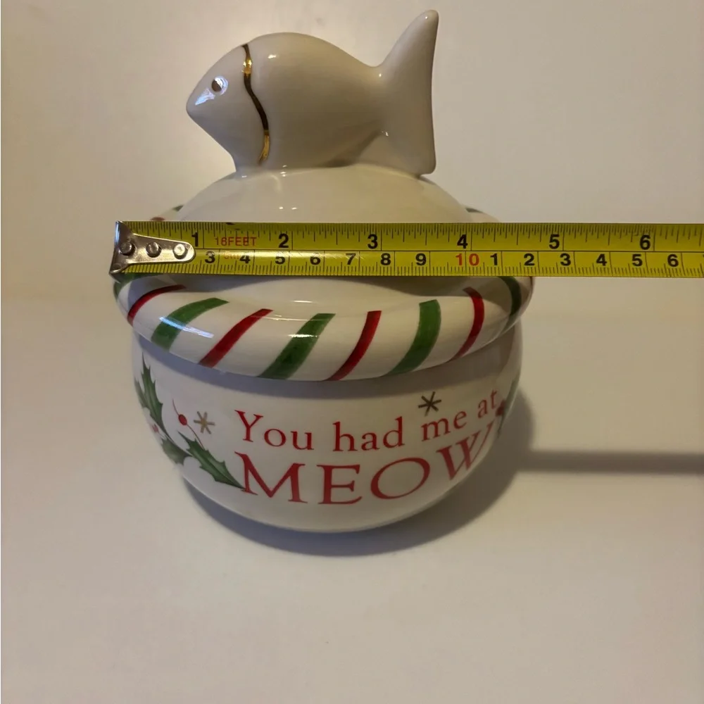 Lenox Christmas “You had me at Meow” Cat Treat Jar for Cat Lovers